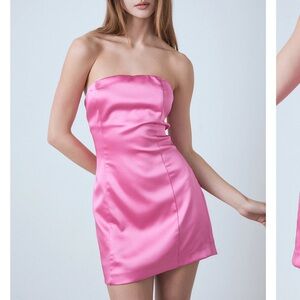 Endless Rose Strapless Satin Dress in Pink